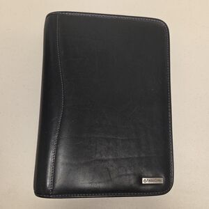Franklin Covey Classic 7 Ring Planner Binder Black Leather 11 X 8 Zip Around